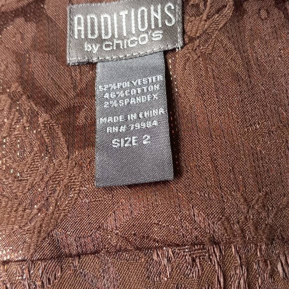 CHICO'S Brown/Bronze Button Down Jacket Coat Sz 2/L CHIC! - Picture 5 of 5